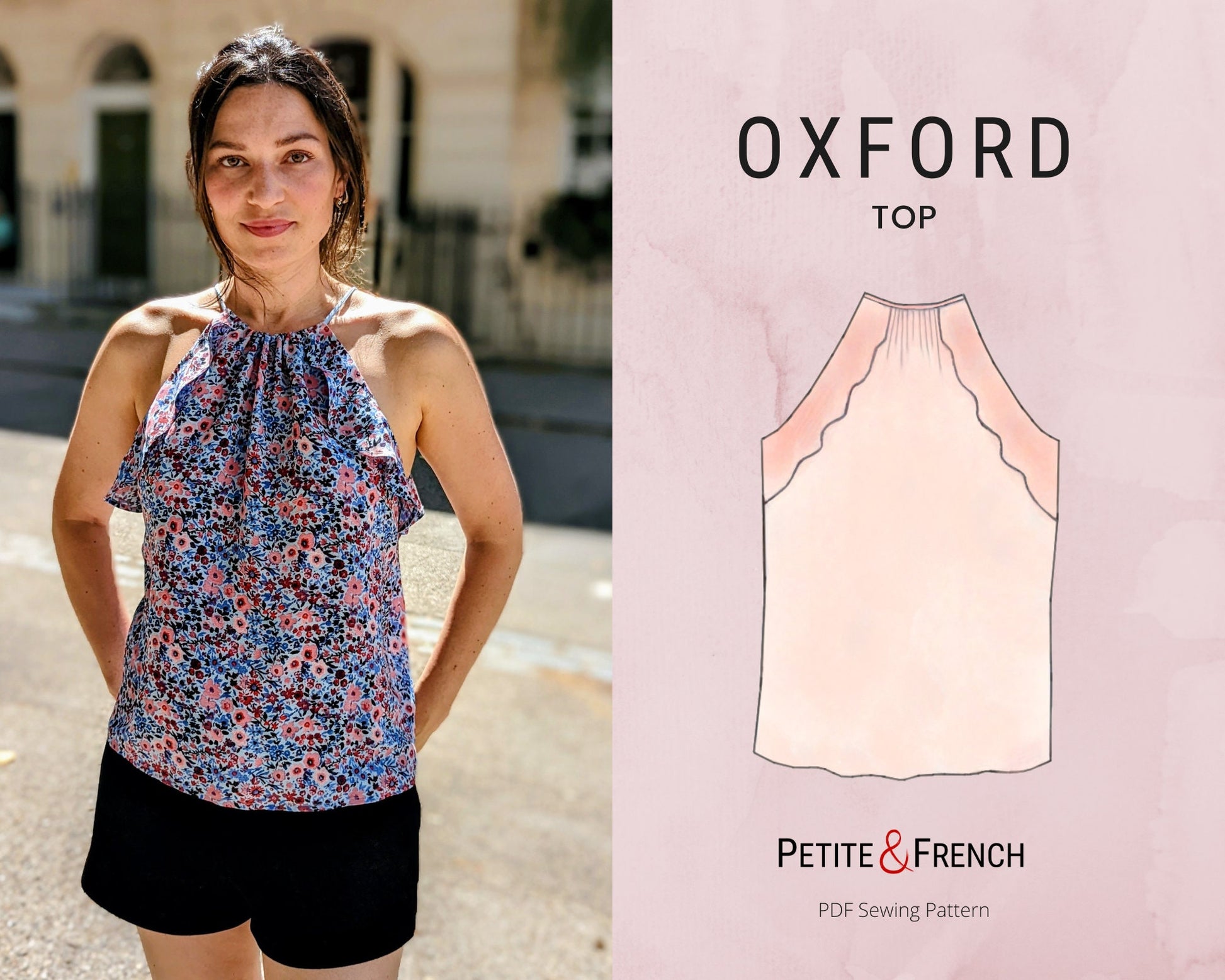 Oxford Halter Neck Top Sewing Pattern | Digital PDF printable patterns | Instant Download