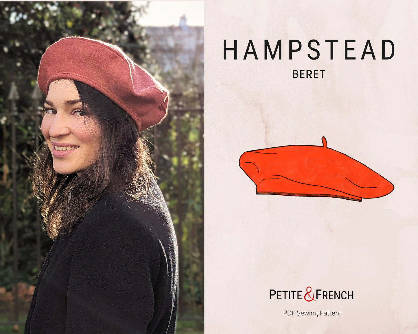 Hampstead Beret Hat Sewing Pattern | Digital PDF printable patterns | Instant Download